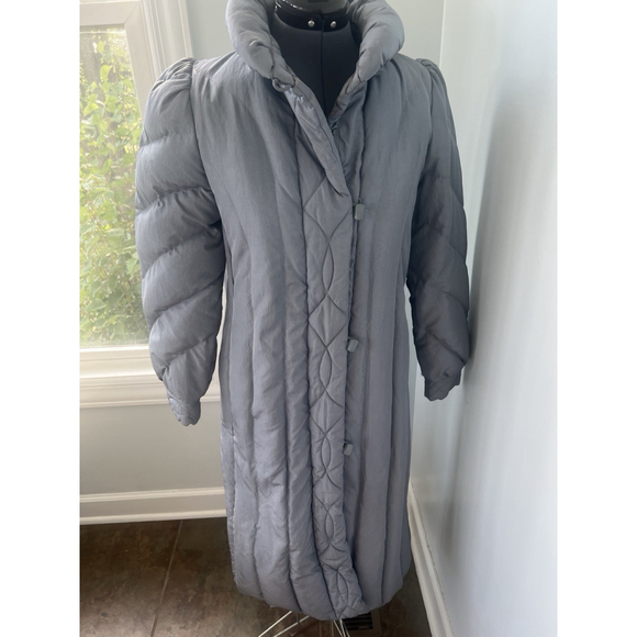 Vintage Windsor Bay S Long Gray Puffer Coat JC Penney Quilted Winter Jacket 70s - Picture 5 of 16
